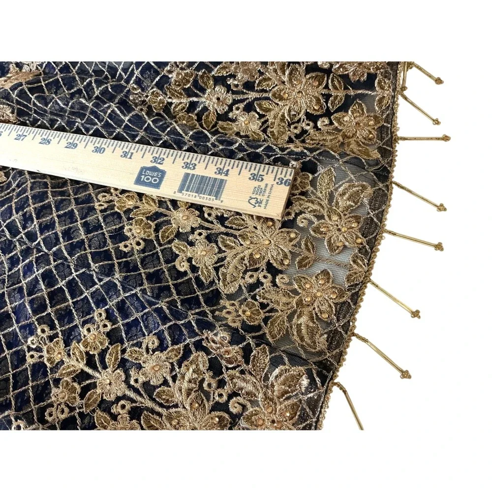 Kids Formal Navy Blue & Gold Embroidered‎ Dress Girls Party Occasion